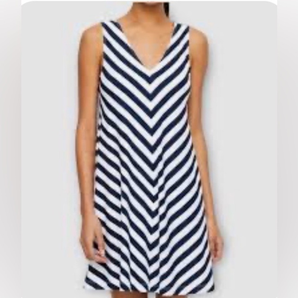LOFT Striped V-Neck Sleeveless Dress